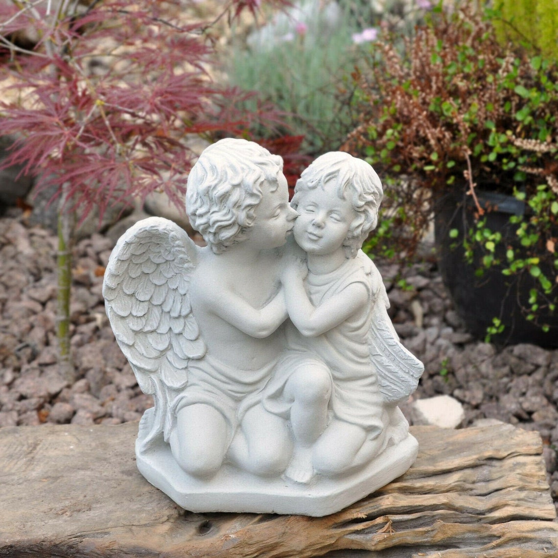 Junge Küsse Mädchen Engel Garten Statue Beton Kinder Etsy