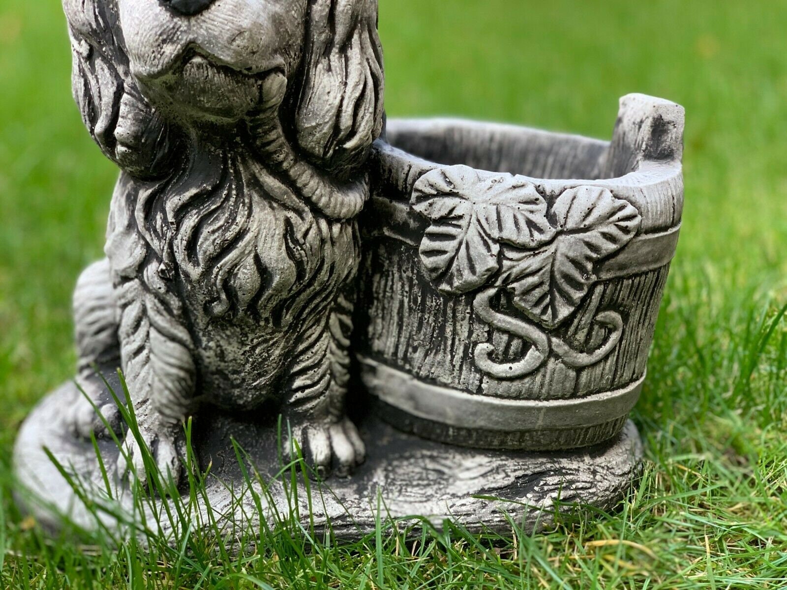 Stone Dog Statue Concrete Plant Pot Flower Vase Dog Ornament Etsy