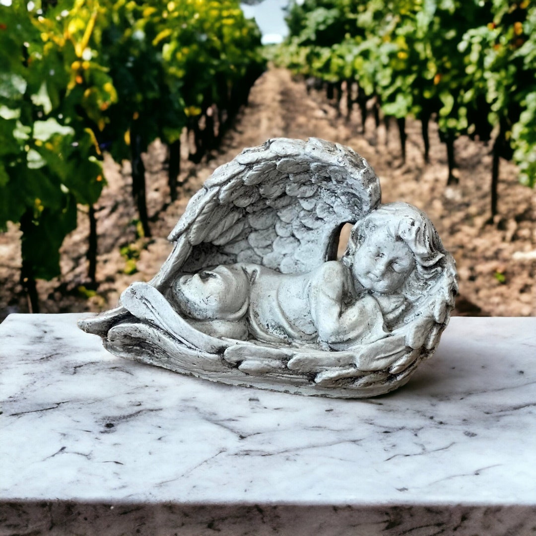 Baby Angel Figurine Concrete Angel Memorial Angel Stone Angel Etsy