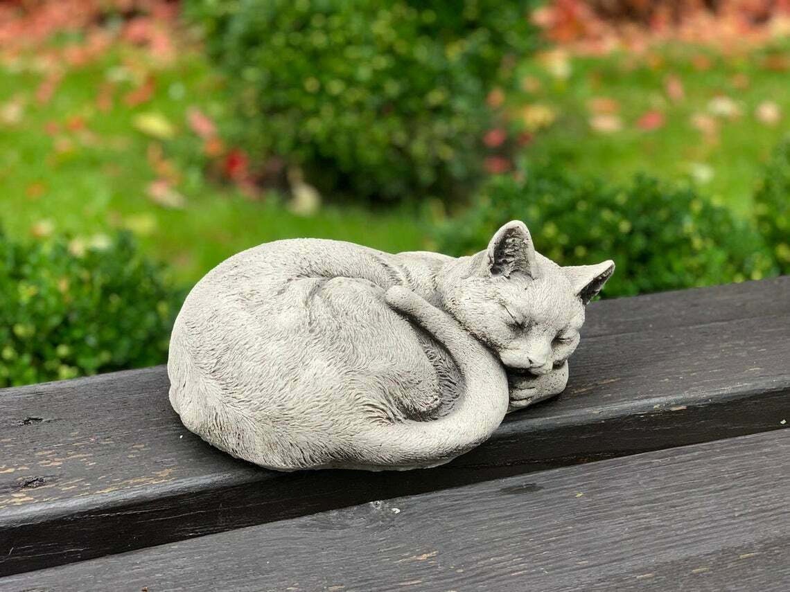Katzenstatue Katzenfigur aus Beton Katzenornament Etsy