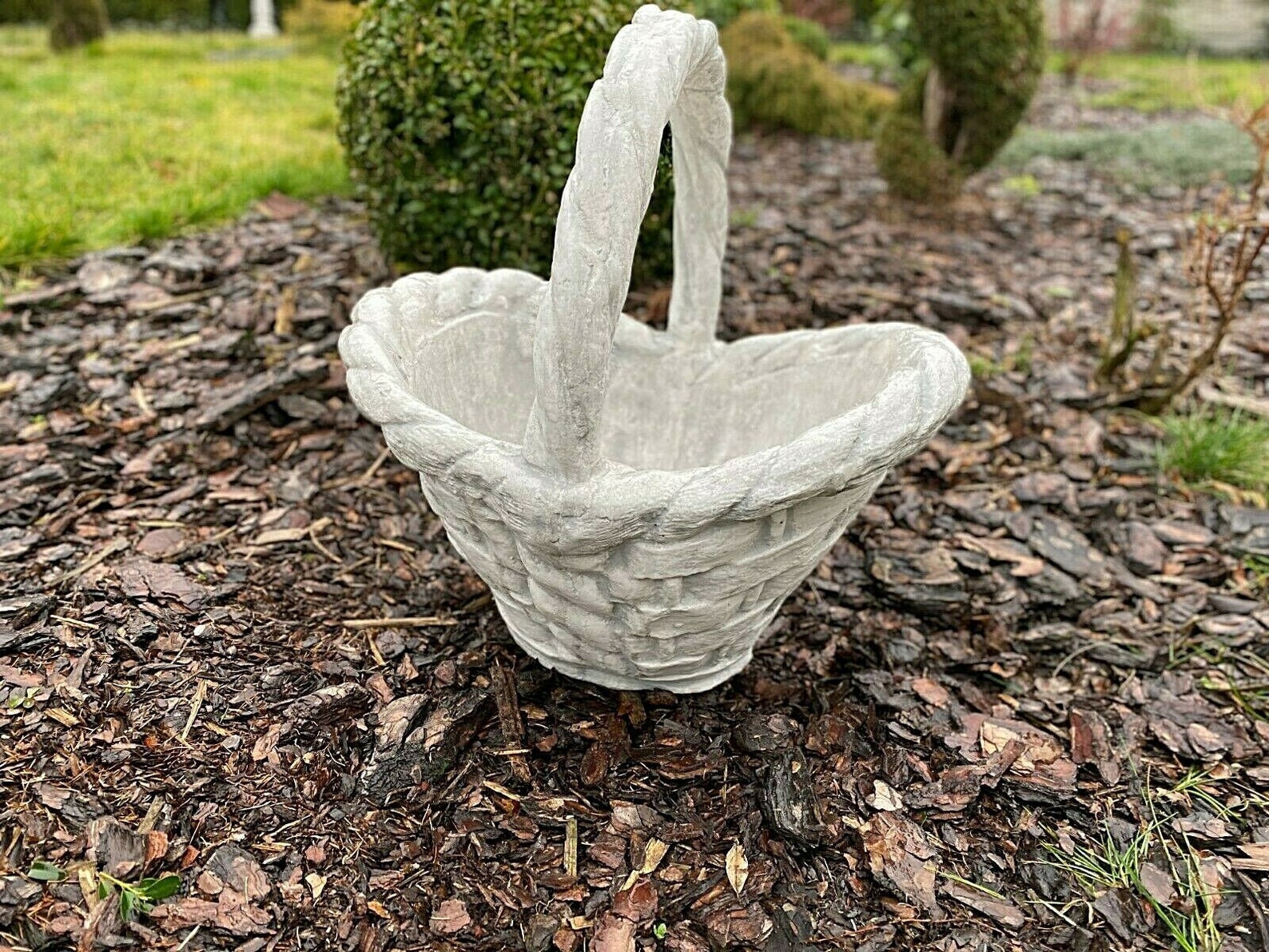 Basket Plant Pot Stone Basket Planter Outdoor Statue Home Etsy