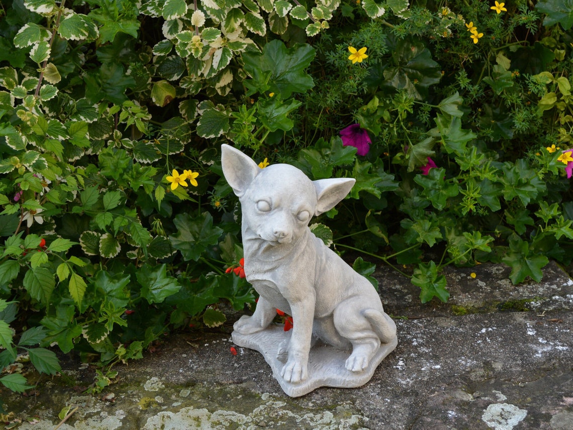 Stein Chihuahua Statue Beton Hund Figur Pet Memorial Hund Etsy