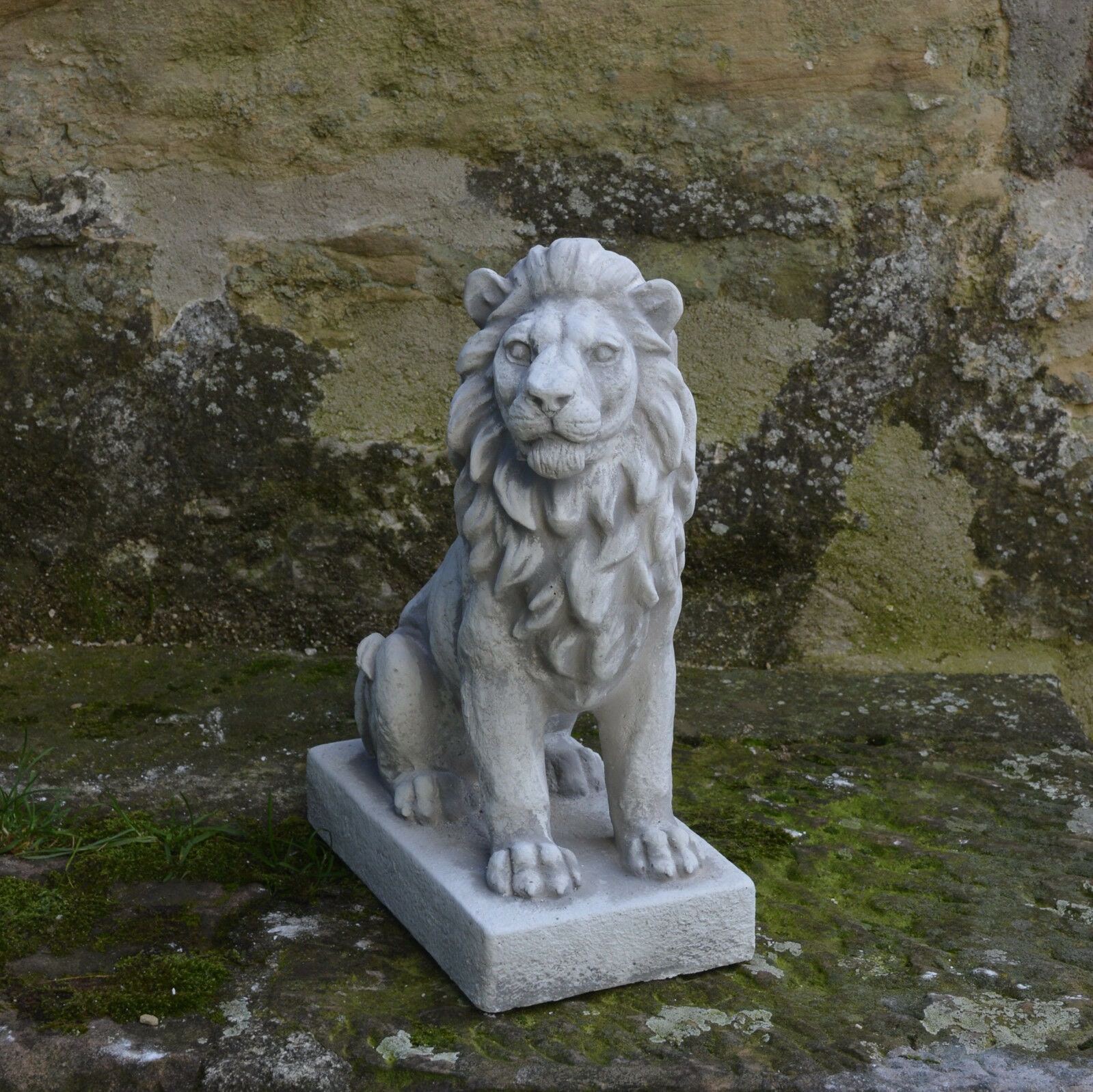 Solid Stone Lions Statue Concrete Lions Pair Sculpture Large Etsy UK