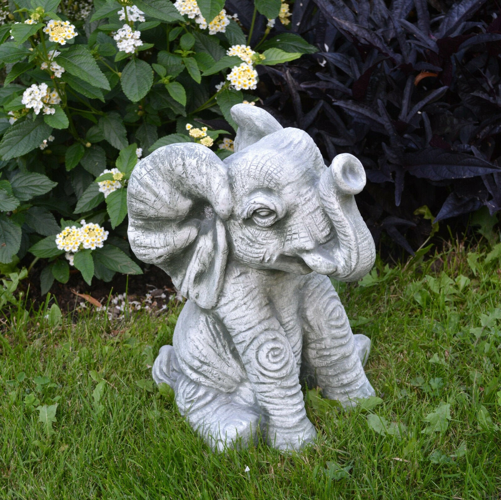 Baby Elephant Sculpture Concrete African Elephant Figurine Etsy UK