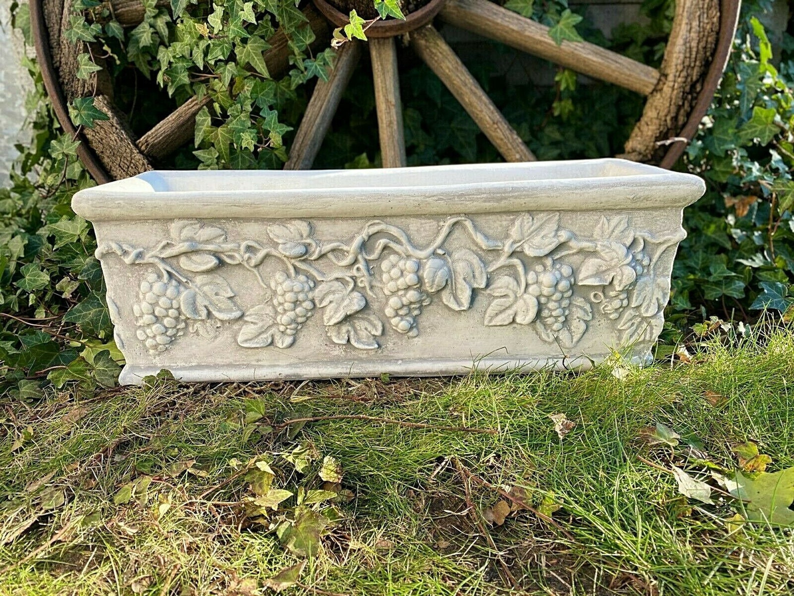 Flower Pot With Grapes Ornament Concrete Plant Pot Garden Etsy