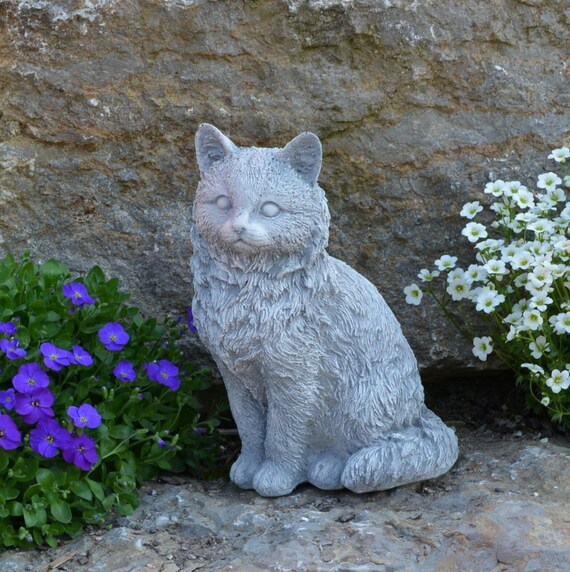 Cat Statue Concrete Cat Stone Cat Sculpture Pet Figurine Etsy