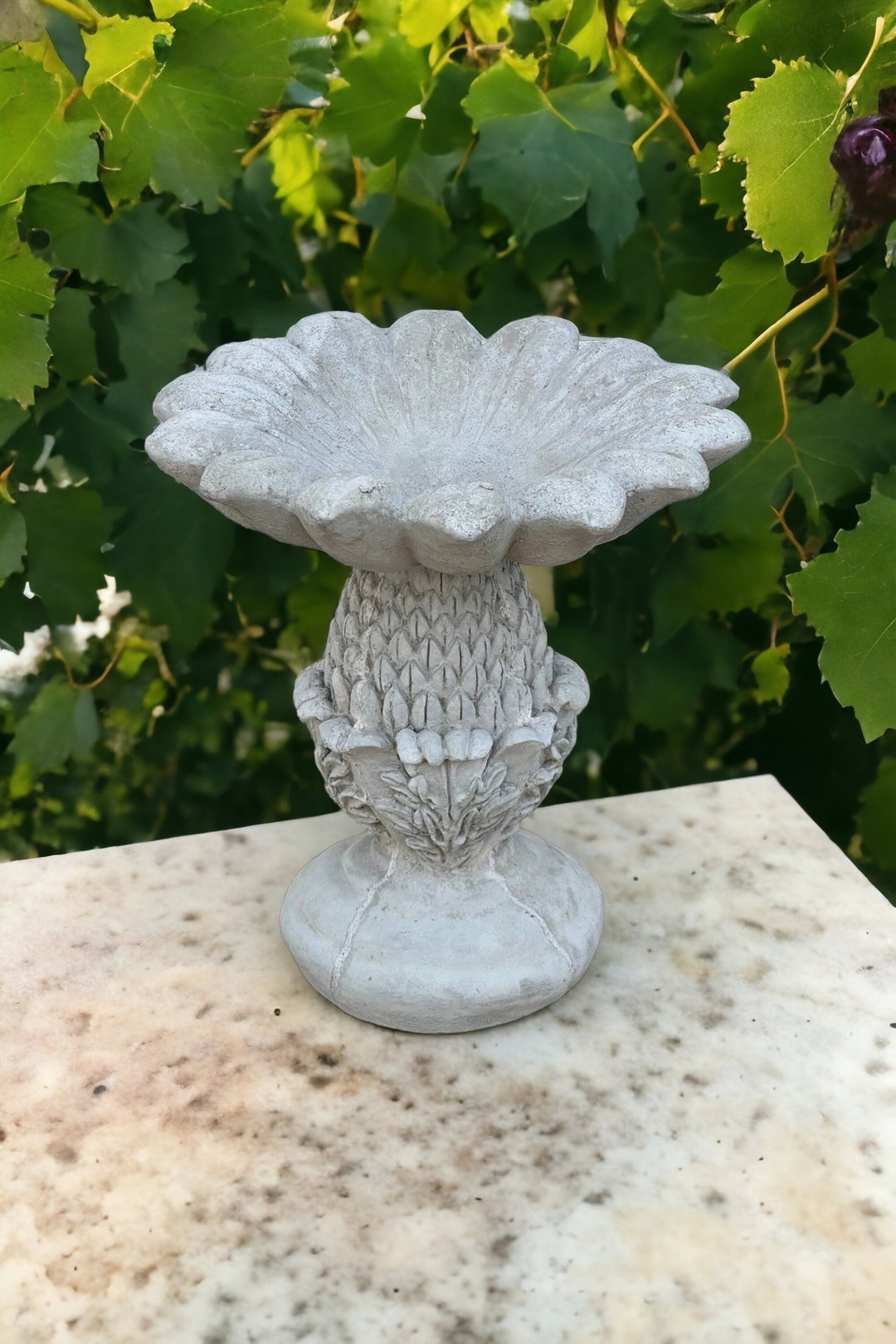 Stone Bird Bath Statue Concrete Bird Bath Unique Bird Feeder Etsy