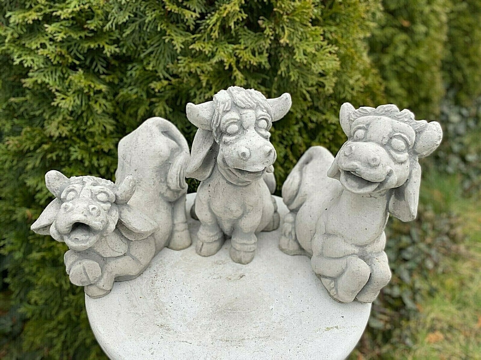 Three Cow Set Concrete Cows Statues Cow Ornament Outdoor Etsy