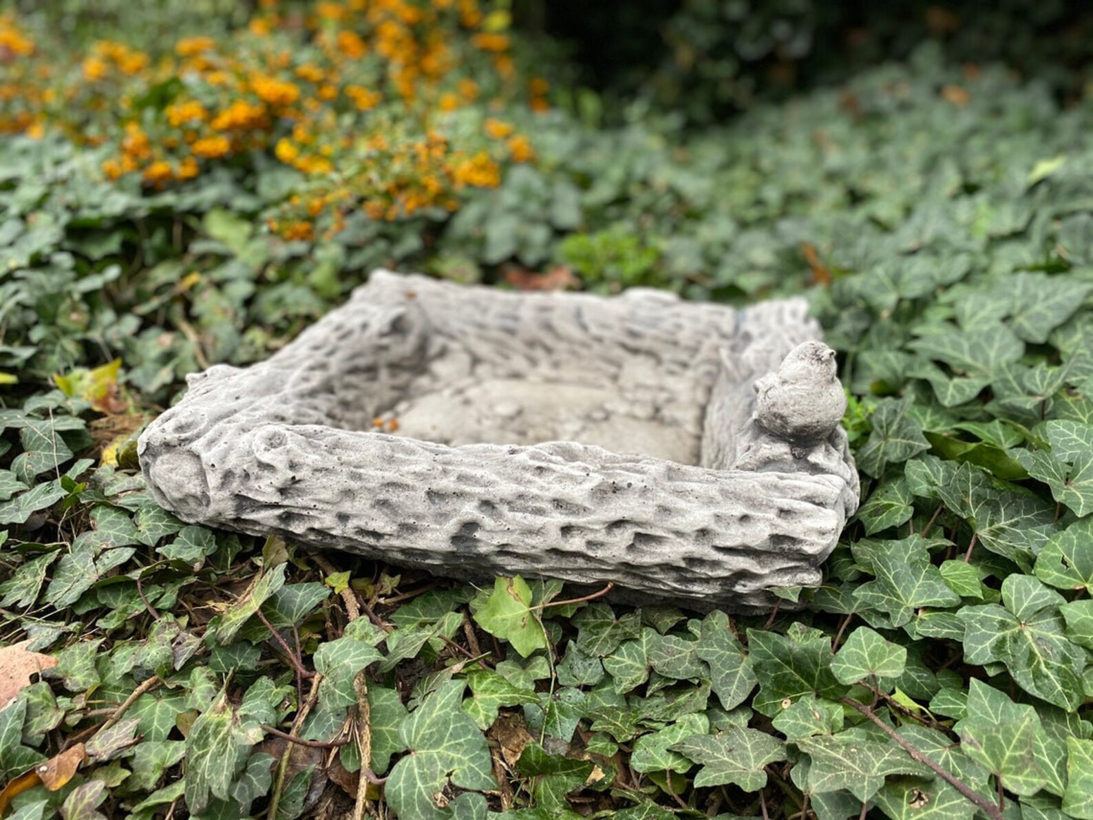 Concrete Bird Feeder Outdoor Bird Bath Sitting Bird on Bowl Etsy UK