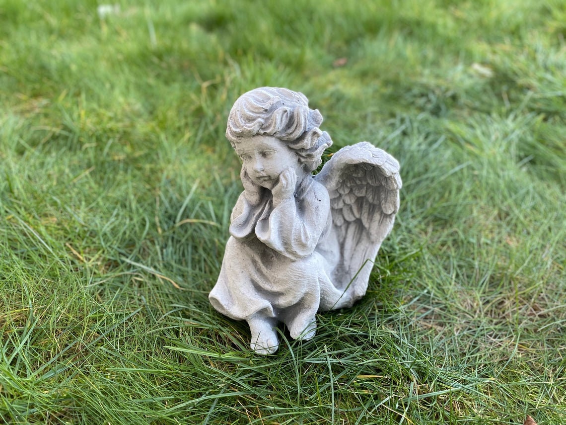 Baby Angel Statue Stone Angel Sculpture Memorial Ornament Etsy