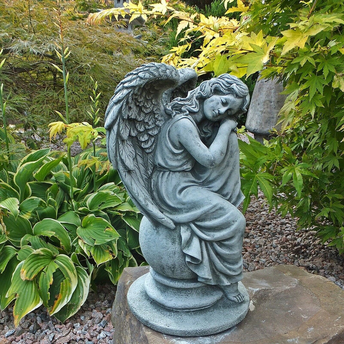 Angel Statue Concrete Angel Girl Guardian Angel Stone Etsy