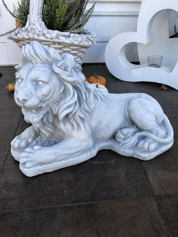 Lion Sculpture Angry Lying Lion Concrete Lion Statue Home Etsy