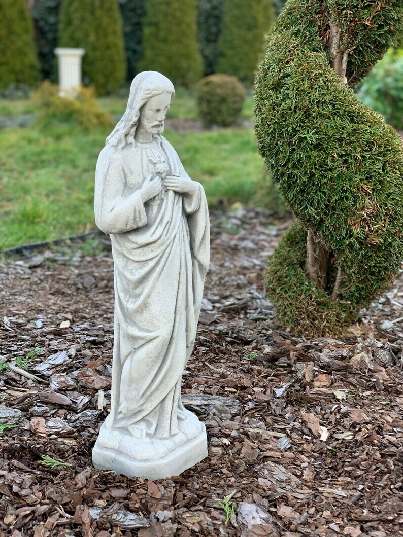 Solid Jesus Statue Sacred Heart of Jesus Statue Catholic Etsy