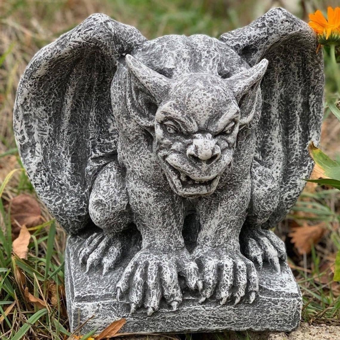 Stone Massive Gargoyle Statue Gothic Sculpture Cast Stone Etsy