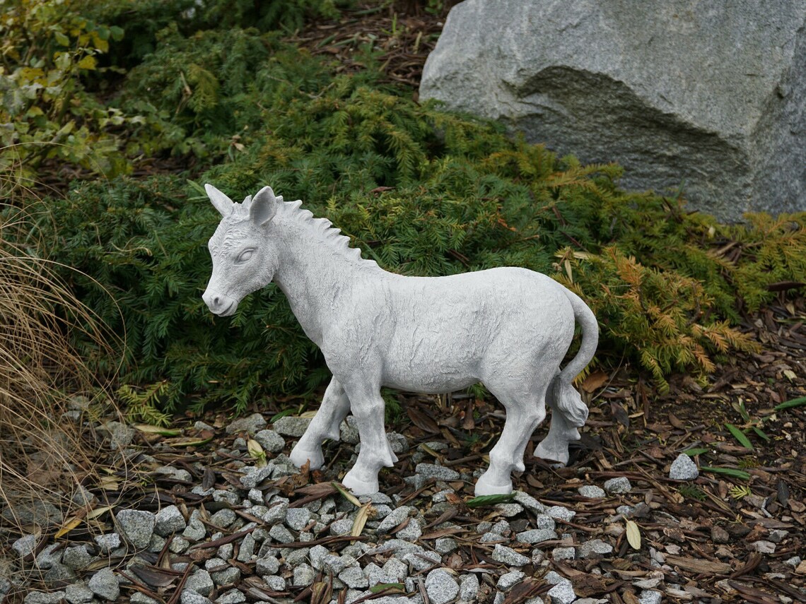Lifelike Donkey Sculpture Concrete Donkey Figure Farmhouse Etsy