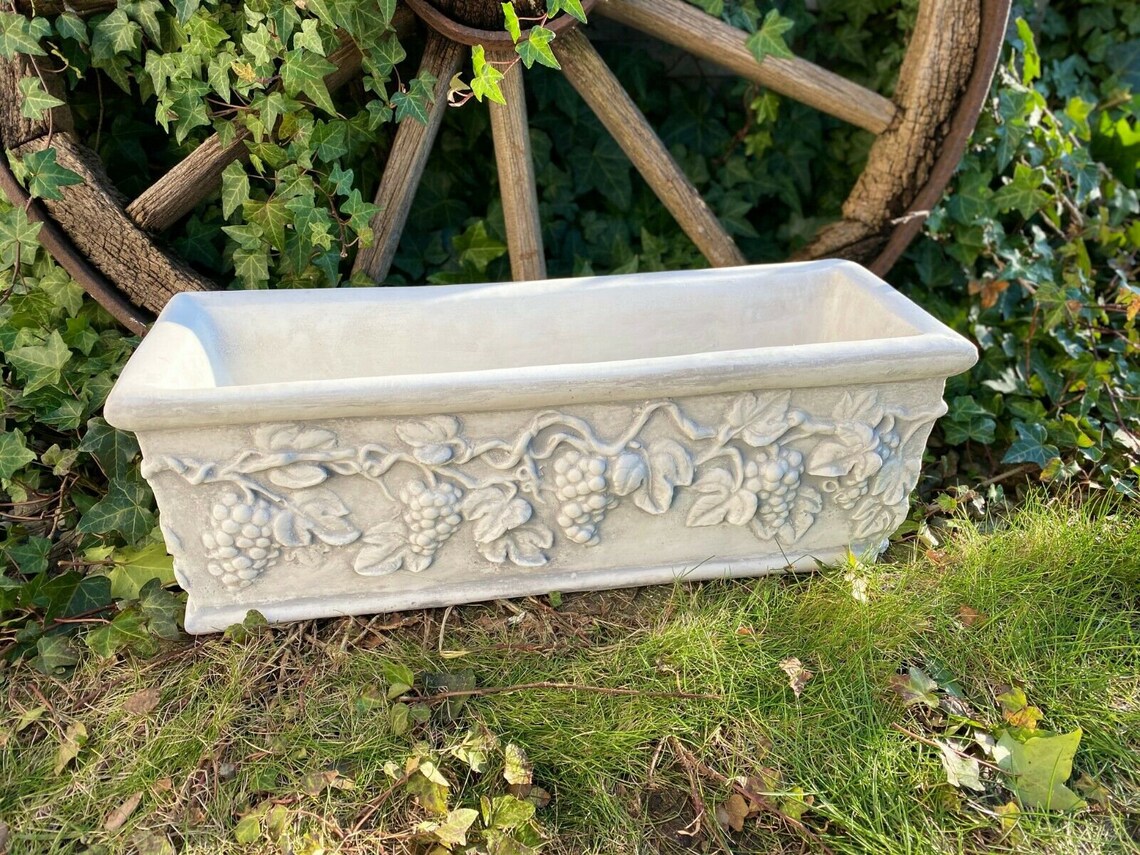 Flower Pot With Grapes Ornament Concrete Plant Pot Garden Etsy