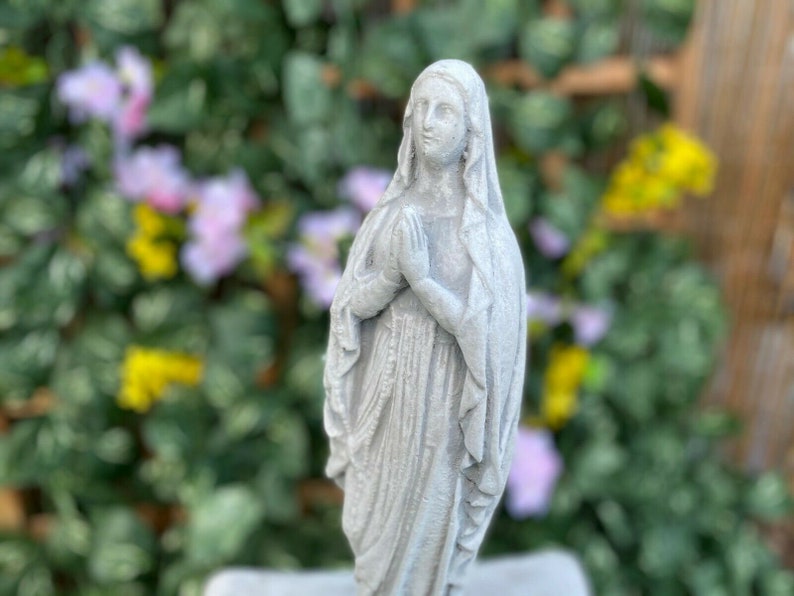 Stone Virgin Mary Statue Concrete Blessed Mother Mary Figure Etsy