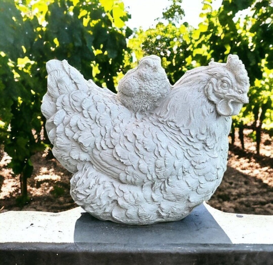 Farm Chicken Figurine Concrete Chicken Statue Farmhouse Etsy