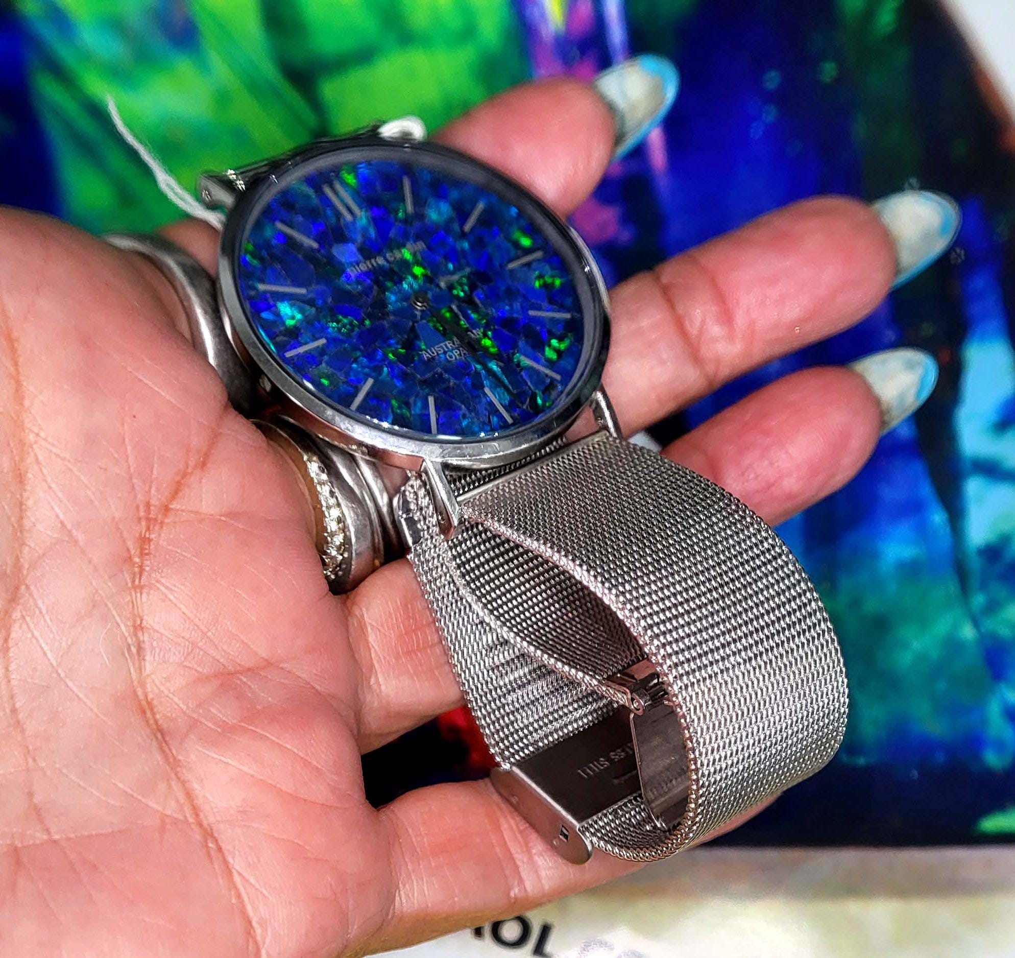 278 Cts Unisex Silver Opal Watch Mosiac OF-3975 - Etsy