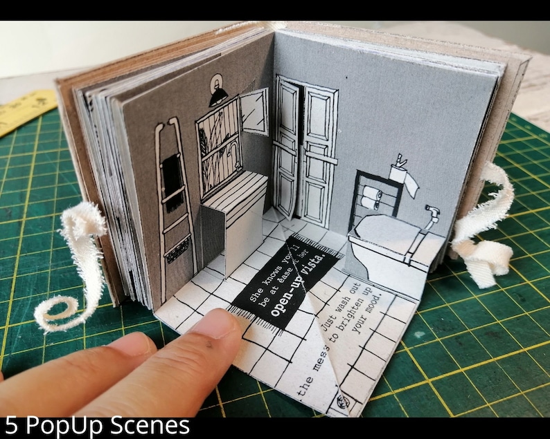 GRANDMA SuddSlee : Printable DIY Mini Popup Dollhouse Book Template, 12 house scenes, creative/inspirational/thoughtful/self-love gift image 5