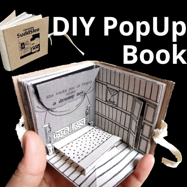 GRANDMA SuddSlee: Druckbare DIY-Mini-Popup-Puppenhaus-Buchvorlage, 12 Hausszenen, kreatives/inspirierendes/nachdenkliches/selbstliebendes Geschenk