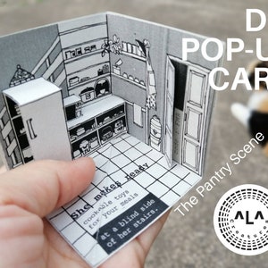 The Pantry Scene, Printable DIY Mini Popup Dollhouse Template of "GRANDMA SuddSlee" House : creative/inspirational/thoughtful/self-love gift