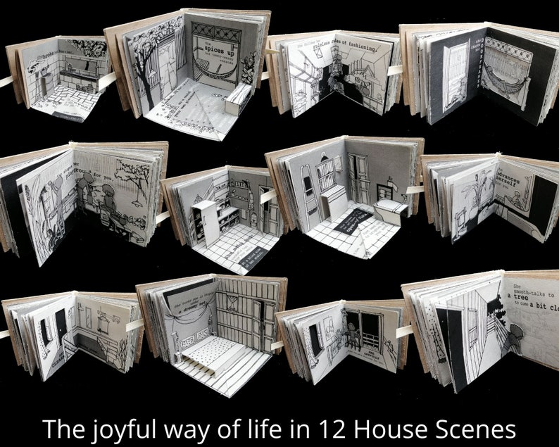 GRANDMA SuddSlee : Printable DIY Mini Popup Dollhouse Book Template, 12 house scenes, creative/inspirational/thoughtful/self-love gift image 2