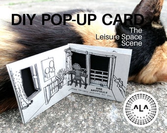 The Leisure Space Scene,Printable DIY Mini Popup Dollhouse Template"GRANDMA SuddSlee"House :creative/inspirational/thoughtful/self-love gift