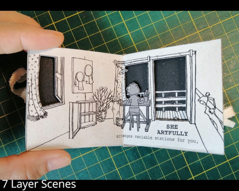 GRANDMA SuddSlee : Printable DIY Mini Popup Dollhouse Book Template, 12 house scenes, creative/inspirational/thoughtful/self-love gift image 6