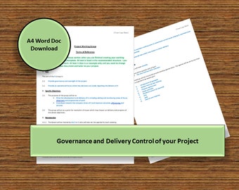 Basic Project Working/Steering Group Terms of Reference (ToR) Template Printable Digital Download