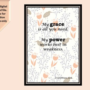 2 Corinthians 12:9 Bible Verse Poster Printable Digital Download