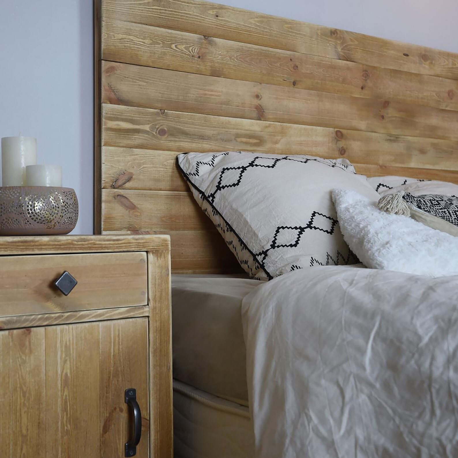 Farmhouse headboard Aged solid wood bedhead Rustic bed Etsy