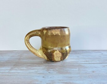 Golden Glow Mug – Handmade Rustic Ceramic Coffee Cup (8 oz)