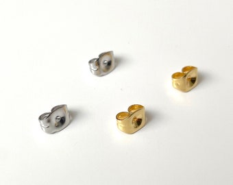 316 Stainless Steel Earring back stoppers, Gold Steel tone butterfly ear nuts, earring findings supplies, earring  backs, stud post stoppers