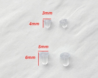 Chiusure per orecchini in gomma siliconica morbida, chiusure trasparenti per orecchini a proiettile, tappi per orecchini, dadi per orecchini, accessori per orecchini, componenti per orecchini
