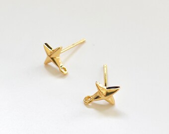 Orecchini A Stella In Acciaio Inox Placcato Oro - Borchie Da Donna - Gioielli Moda Nickel-Free