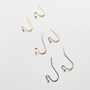Gold plated earring hooks with ball, french earring hooks, 14k 18k Gold White gold plated earring hooks, earring findings, ear wires