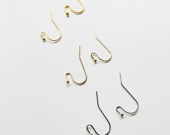 Gold plated earring hooks with ball, french earring hooks, 14k 18k Gold White gold plated earring hooks, earring findings, ear wires