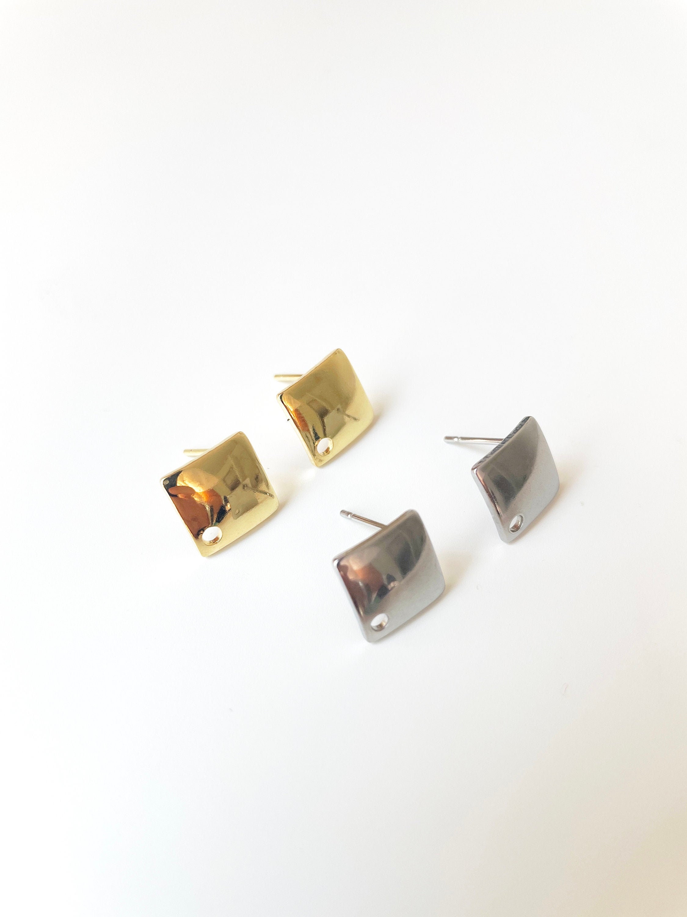 Stainless Steel Earring Findings Gold Tone Steel Tone Square Etsy