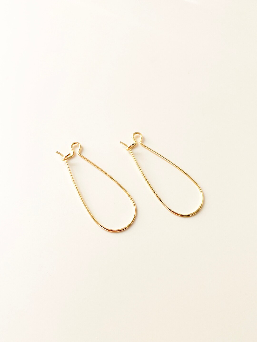 20mm / 33mm Gold Plated Kidney Shape Ear Wires, 14K Gold White Gold