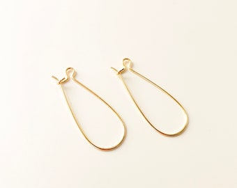20mm / 33mm gold plated kidney shape Ear wires, 14K Gold White Gold Earring findings, Earring Hoops, Ear Wires, Gold Earring Supplies