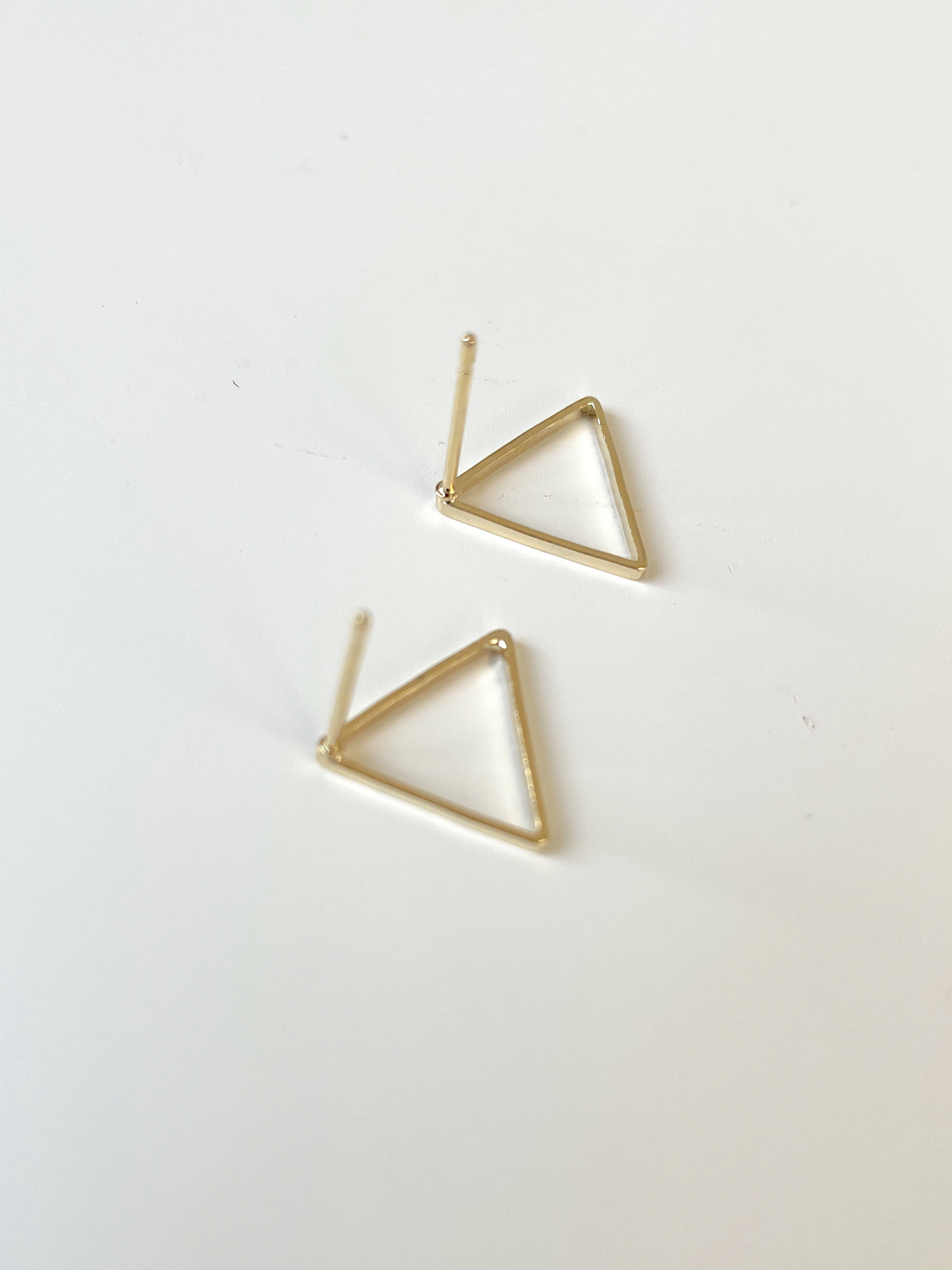 4pcs 14k Gold Plated Round Square Triangle Earring Stud Etsy