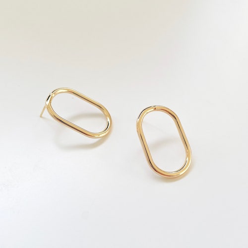 14k Gold Plated Circle Square Triangle Earring Stud Findings Etsy