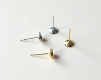 316L Stainless Steel Round Bowl Earring Posts, Steel Gold Stud Earring Posts, Bowl Pad, Earring Supplies findings, Jewelry making tools