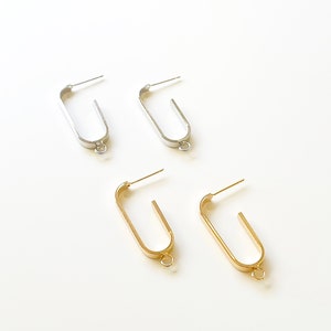 14k Gold Plated hoop Earring Findings with loop, Shiny Half Hoop Earring findings, Ear wires, Earring post, Gold earring findings supplies