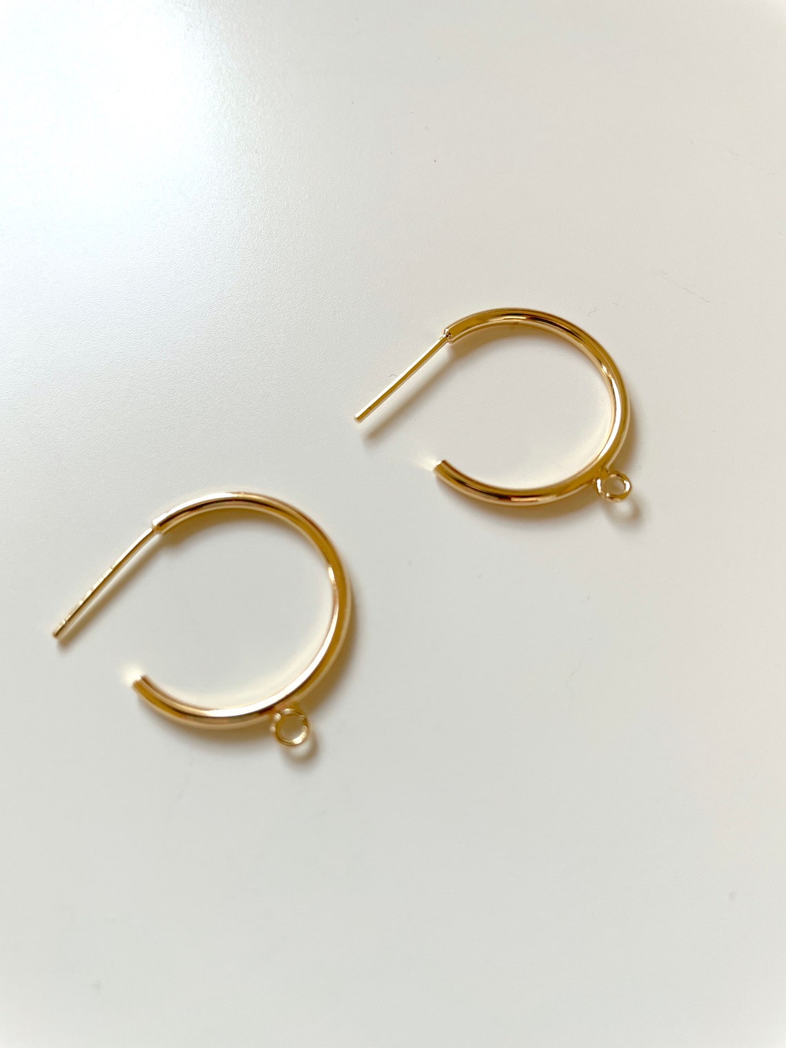 4pcs Shiny 14k Gold Plated hoop Earring Findings with loop Etsy