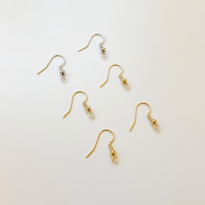 Gold plated earring hooks, french earring hooks, 14k 18k white gold tone earring hooks, earring findings, ear wires, earring supplies
