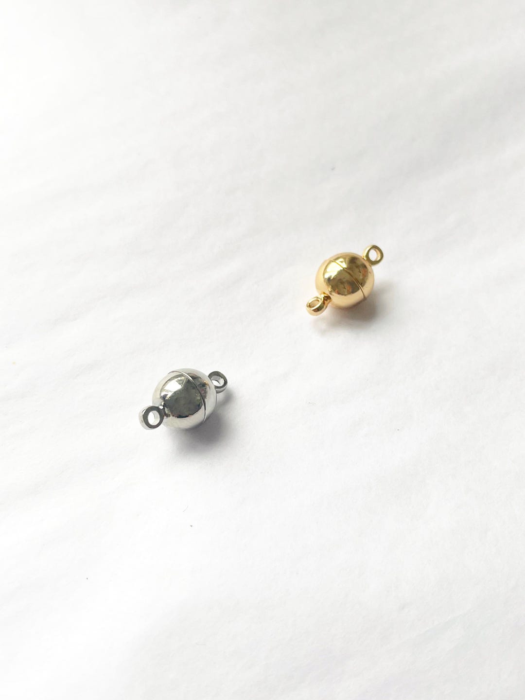 14K Gold / White Gold Plated Sphere Magnetic Clasp With Loop Hole ...