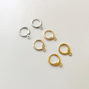 14K / 18k / White Gold Plated Huggie Hoops, Earring findings, Round Lever back Ear wire, Huggie Earrings with loop hole, Earring Supply Tool
