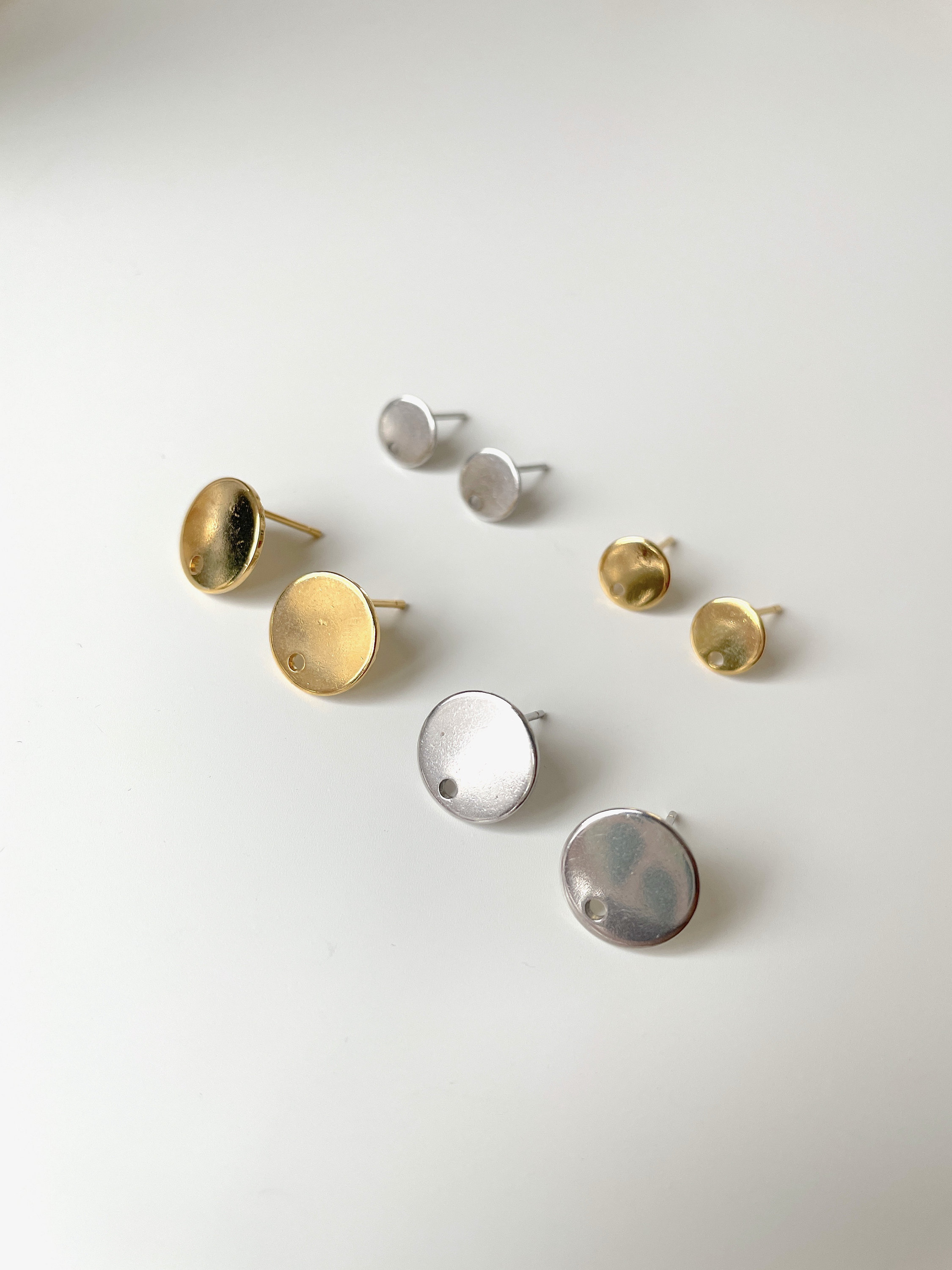 4pcs 8mm 12mm Stainless steel Earring Stud Findings with hole Etsy